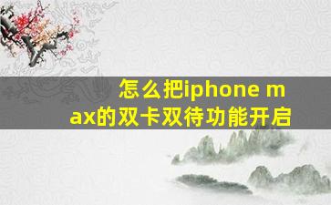 怎么把iphone max的双卡双待功能开启